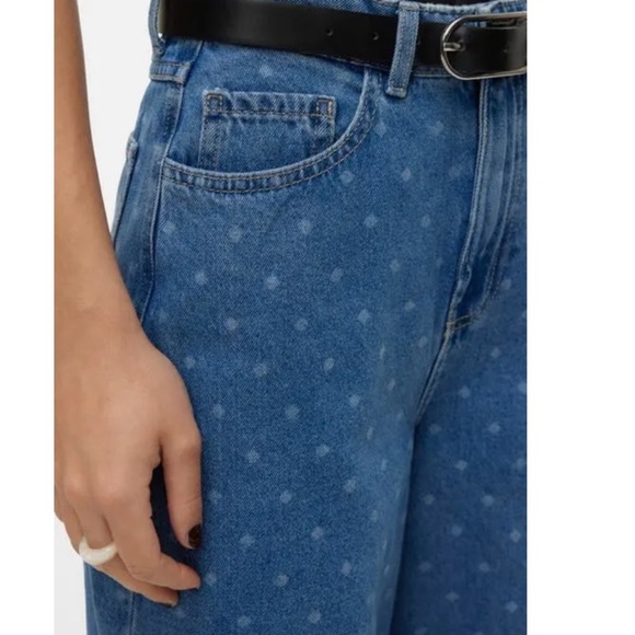 Vero Moda Kathy Dot High Waist Wide Leg Jeans - Picture 4 of 4